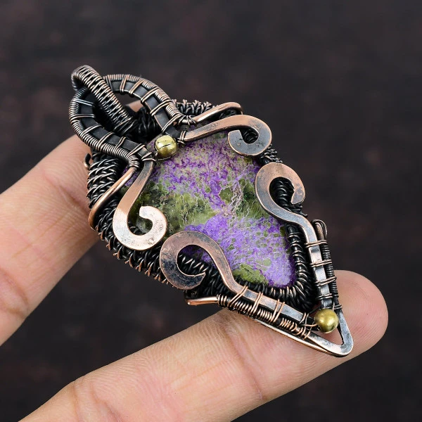 Purpurite Pear Purple Handmade Copper Wire Wrapped Pendant