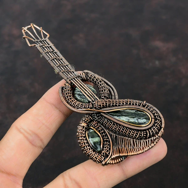 Green Swiss Opal Pear Green Handmade Copper Wire Wrapped Pendant