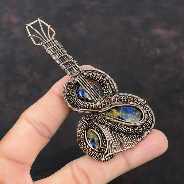 Copper Sodalite Pear Blue Handmade Copper Wire Wrapped Pendant