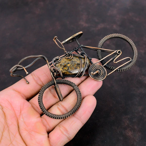 Bronzite Oval Brown Handmade Copper Wire Wrapped Pendant