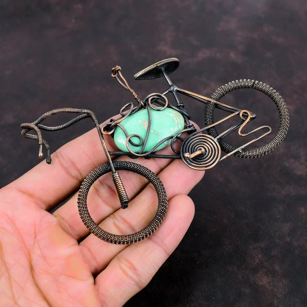 Variscite Oval Green Handmade Copper Wire Wrapped Pendant