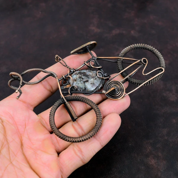 Astrophyllite Oval White Handmade Copper Wire Wrapped Pendant