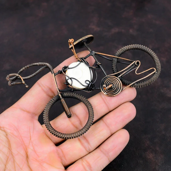 Shiva Eye Shell Oval White Handmade Copper Wire Wrapped Pendant