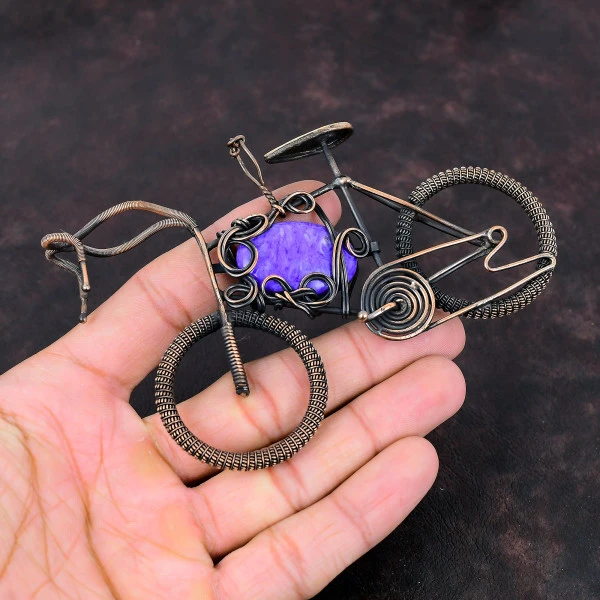Charoite Oval Purple Handmade Copper Wire Wrapped Pendant