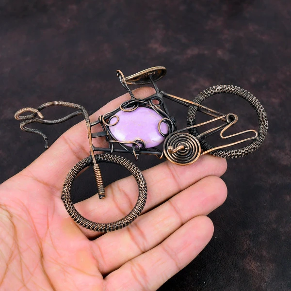 Phosphosiderite Oval Purple Handmade Copper Wire Wrapped Pendant