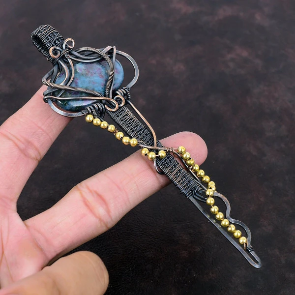 Ruby In Blue Kyanite Oval Blue Handmade Copper Wire Wrapped Pendant