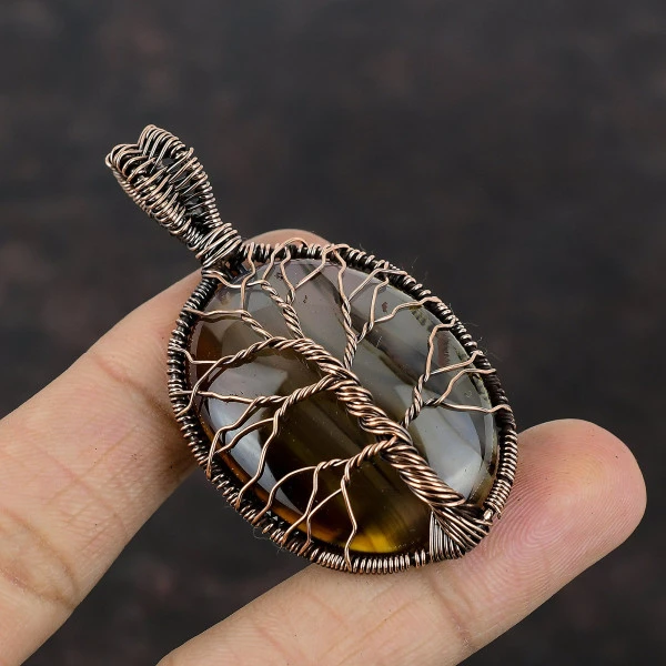 Tree Of Life Montana Agate Pendant Copper Pendant Wire Wrapped Gemstone Jewelry