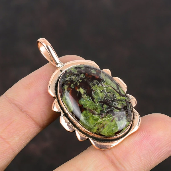 Dragon Bloodstone Pendant Handmade Copper Pendant Gemstone Jewelry Gifts For Him