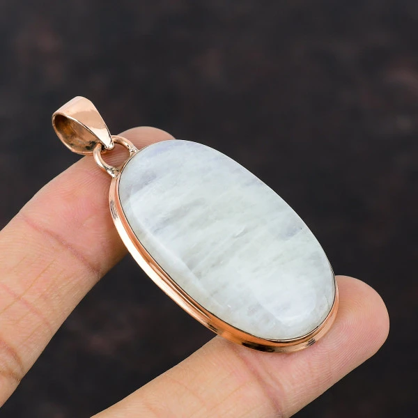 Rainbow Moonstone Pendant Copper Pendant Gemstone Jewelry Handmade Pendant