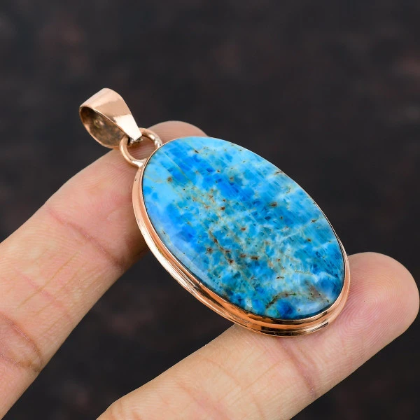 Neon Apatite Pendant Copper Pendant Gemstone Handmade Jewelry Gifts For Mother