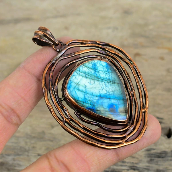 Labradorite Pendant Electroformed Copper Pendant Top Quality Gemstone Jewelry