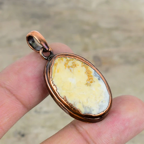 Maligano Jasper Pendant Electroformed Copper Pendant Handmade Gemstone Jewelry