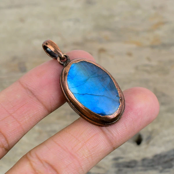 Labradorite Pendant Electroformed Copper Handmade Pendant Real Gemstone Jewelry