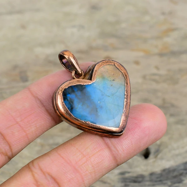 Labradorite Gemstone Pendant Electroformed Copper Handmade Pendant Gift For Wife