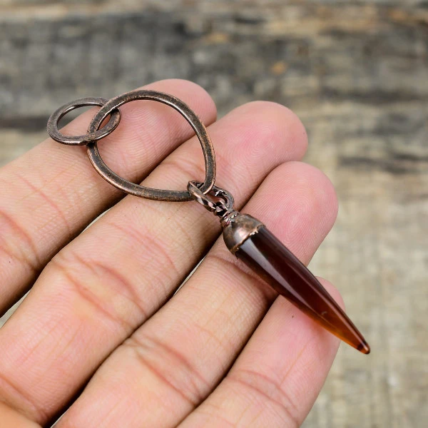 Carnelian Pendant Handmade Natural Gemstone Jewelry Electroformed Copper Pendant