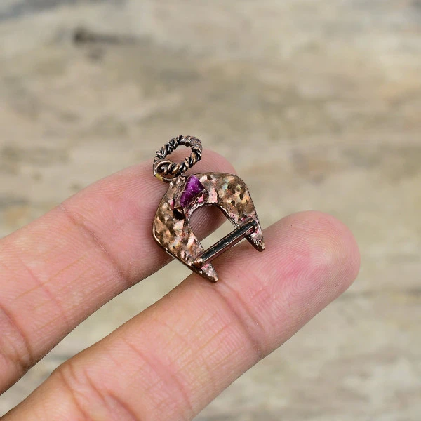 Pink & Green Tourmaline Rough Pendant Electroformed Copper Gemstone Jewelry