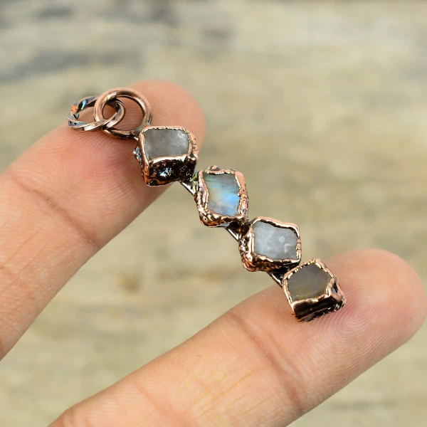 Labradorite Rough Pendant Electroformed Copper Pendant Handmade Gemstone Jewelry