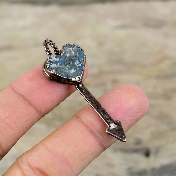 Labradorite Rough Pendant Electroformed Copper Pendant Natural Gemstone Pendant