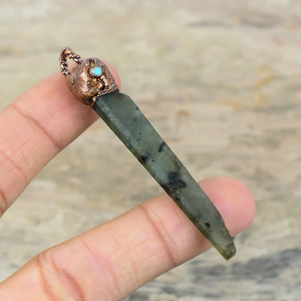 Labradorite Rough Pendant Electroformed Copper Pendant Arizona Turquoise Jewelry