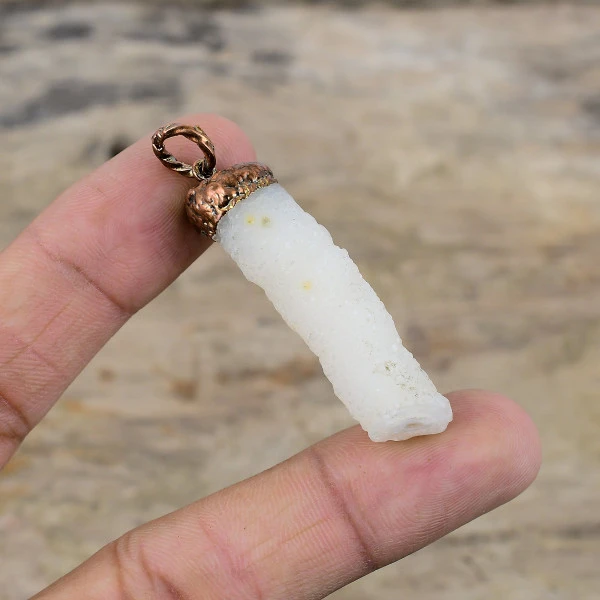 Rainbow Moonstone Druzy Gemstone Pendant Handmade Electroformed Copper Jewelry