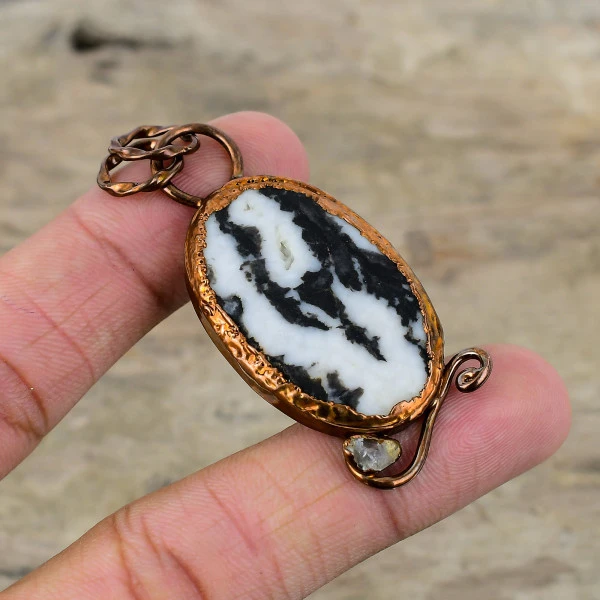 White Buffalo Turquoise Pendant Electroformed Copper Jewelry Gemstone Pendants