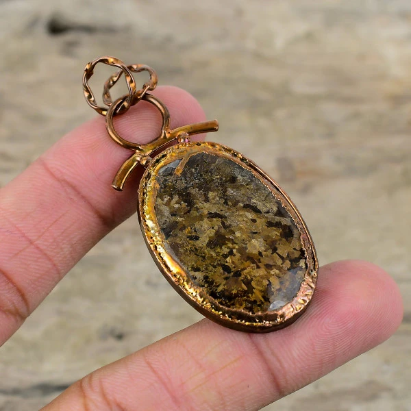 Bronzite Pendant Electroformed Copper Pendants Handmade Jewelry Gemstone Pendant