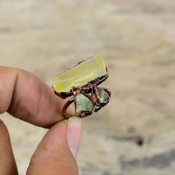 Citrine Rough Radiant Yellow Handmade Copper Electroformed Ring