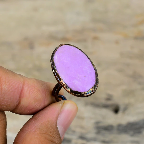 Phosphosiderite Oval Purple Handmade Copper Electroformed Ring